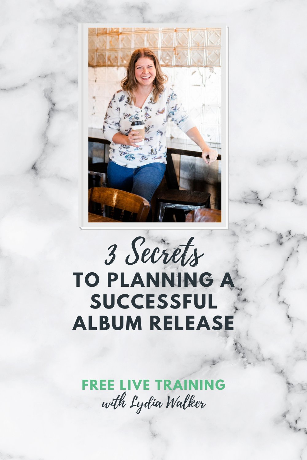 marble background and title text that says "3 secrets to planning a successful album release"